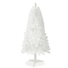 4ft White Artificial Christmas Tree Prelit With Stand ,100 Warm White Led Lights, Realistic 241 Branch Tips PVC White Norwood Spruce Tree Easy Assembl