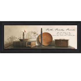 Trendy D√©cor 4U "Faith, Family and Friends" Framed Wall Art, Modern Home Decor Framed Print for Living Room