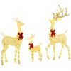 Outsunny 4.5ft 3-Piece Light Up Christmas Deer Family Set of 3, Lighted Reindeer Christmas Decorations with 2 LED Light Modes, Stakes