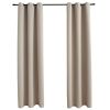 Blackout Curtains with Rings 2 pcs Beige 37"x95" Fabric