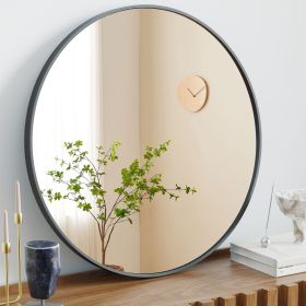 Black Round Wall Mirror, Bathroom Mirrors for Over Sink, Circle Mirror for Bathroom, Entryway, Bedroom, Vanity (20 Inch)