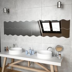 Wall Mirrors 4 pcs 39.4"x9.1" Wave Glass