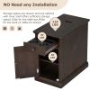 U-Can Classic Vintage Livingroom End Table Side Table with USB Ports and One Multifunctional Drawer with cup holders