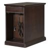 U-Can Classic Vintage Livingroom End Table Side Table with USB Ports and One Multifunctional Drawer with cup holders