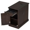 U-Can Classic Vintage Livingroom End Table Side Table with USB Ports and One Multifunctional Drawer with cup holders