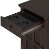 U-Can Classic Vintage Livingroom End Table Side Table with USB Ports and One Multifunctional Drawer with cup holders