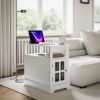 HOMCOM End Table with Charging Station, Narrow Side Table with USB Ports and Outlets, Small Table with Hidden Storage and Open Shelf for Living Room
