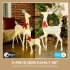 Outsunny 4.5ft 3-Piece Light Up Christmas Deer Family Set of 3, Lighted Reindeer Christmas Decorations with 2 LED Light Modes, Stakes