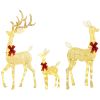 Outsunny 4.5ft 3-Piece Light Up Christmas Deer Family Set of 3, Lighted Reindeer Christmas Decorations with 2 LED Light Modes, Stakes