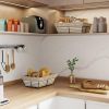 4 Pack Pantry Baskets for Organizing Storage Farmhouse Bathroom Basket Lined Basket Handmade Toiletry Basket for Shelves Countertop Metal Wire Baskets