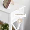 Side Table, Farmhouse End Table with Storage Drawer, Open Shelf and X-frame, Bedside Table for Living Room, White