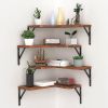 4Packs Corner Floating Shelf Wall Mount Display Storage Shelf Organizer Wood Metal Bedroom Living Room D√©cor