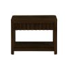 25'' Rectangular Farmhouse End Table with Storage Shelf, Sofa Side Table with Solid Wood Legs for Living Room, Bedroom, Office, Espresso