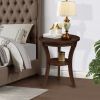 16'' Wood Round End Table, Side Table w/Open Shelf, Small Sofa Side Table for Small Space