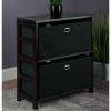 Torino 3-Pc Storage Shelf with 2 Foldable Fabric Baskets; Espresso and Black