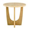 25" Round End Table, Wooden Side Table, Night Stand for Bedroom, Living Room ,Reception Room (Oak Color)