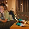 Bedside Table Lamp Touch Control Lamp with Clock Wireless Charging LED Desk Lamp Dimmable Nightstand Reading Lamp