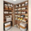 4 Pack Pantry Baskets for Organizing Storage Farmhouse Bathroom Basket Lined Basket Handmade Toiletry Basket for Shelves Countertop Metal Wire Baskets