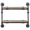 Oak and Sandy Black Rectangle 2-Tier Wall Shelf