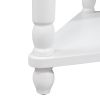 33.8'' Small Triangle Corner Table, Wood Corner Side Table for Small Spaces/ Living Room, 3 Tier End Corner Table with Solid Wood Legs, Milk White