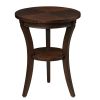 16'' Wood Round End Table, Side Table w/Open Shelf, Small Sofa Side Table for Small Space