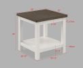 1pc Farmhouse Style Brown End Table with White Base Rectangular Table Top Wooden Living Room Furniture