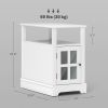 HOMCOM End Table with Charging Station, Narrow Side Table with USB Ports and Outlets, Small Table with Hidden Storage and Open Shelf for Living Room