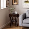 2-Tier Wood Round End Table with Open Drawer