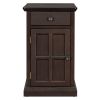 U-Can Classic Vintage Livingroom End Table Side Table with USB Ports and One Multifunctional Drawer with cup holders