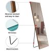 Brown Solid Wood Frame Full-length Mirror, Dressing Mirror, Bedroom Home Porch, Decorative Mirror, Clothing Store, Floor Mounted Large Mirror