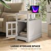 HOMCOM End Table with Charging Station, Narrow Side Table with USB Ports and Outlets, Small Table with Hidden Storage and Open Shelf for Living Room
