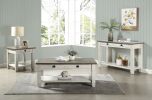 Rosy Brown and Antique White Finish 1pc End Table with Drawer Bottom Shelf Wooden Living Room Furniture Side Table