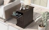 U-Can Classic Vintage Livingroom End Table Side Table with USB Ports and One Multifunctional Drawer with cup holders