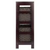 Leo 3-Pc Storage Shelf with 2 Foldable Woven Baskets; Espresso and Chocolate