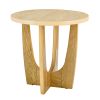 25" Round End Table, Wooden Side Table, Night Stand for Bedroom, Living Room ,Reception Room (Oak Color)