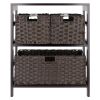 Leo 4-Pc Storage Shelf with 3 Foldable Woven Baskets; Espresso and Chocolate