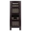 Leo 4-Pc Storage Shelf with 3 Foldable Woven Baskets; Espresso and Chocolate