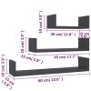 Wall Display Shelf 3 pcs Gray Engineered Wood