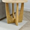 25" Round End Table, Wooden Side Table, Night Stand for Bedroom, Living Room ,Reception Room (Oak Color)