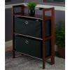 Torino 3-Pc Storage Shelf with 2 Foldable Fabric Baskets; Walnut and Black