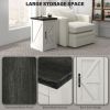 HOMCOM End Table with Charging Station and USB Ports, Farmhouse Side Table with Storage Cabinet for Living Room, Distressed White