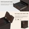 U-Can Classic Vintage Livingroom End Table Side Table with USB Ports and One Multifunctional Drawer with cup holders