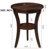 16'' Wood Round End Table, Side Table w/Open Shelf, Small Sofa Side Table for Small Space