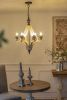 6 - Light Wood Chandelier, Hanging Light Fixture with Adjustable Chain for Kitchen Dining Room Foyer Entryway, Bulb Not Included