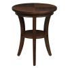 16'' Wood Round End Table, Side Table w/Open Shelf, Small Sofa Side Table for Small Space