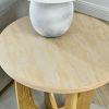 25" Round End Table, Wooden Side Table, Night Stand for Bedroom, Living Room ,Reception Room (Oak Color)