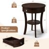 2-Tier Wood Round End Table with Open Drawer