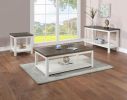 1pc Farmhouse Style Brown End Table with White Base Rectangular Table Top Wooden Living Room Furniture