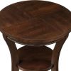16'' Wood Round End Table, Side Table w/Open Shelf, Small Sofa Side Table for Small Space
