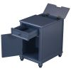 U-Can End Table with Solid Wood Legs, Side Table with USB Ports, 1 Storage Cabinet and 1 Drawer for Living Room, Antique Navy